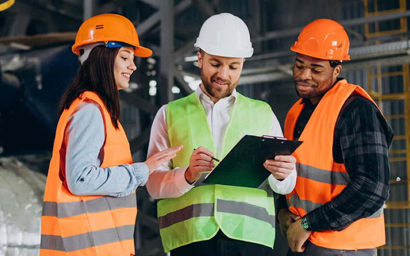 Profissional usando EPI em ambiente de trabalho